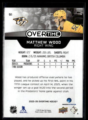 2025-26 Upper Deck Overtime Hockey #91 Matthew Wood RC (2)