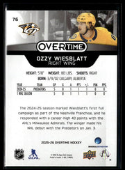 2025-26 Upper Deck Overtime Hockey Rookie #76 Ozzy Wiesblatt (2)