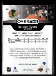 2025-26 Upper Deck Overtime Hockey Overtime Rookie #86 Oliver Moore (2)