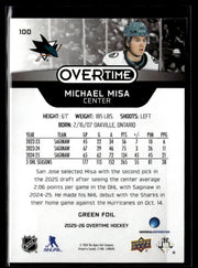 2025-26 Upper Deck Overtime Hockey Green Foil #100 Michael Misa RC /199 (2)