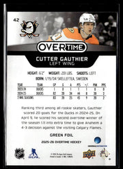 2025-26 Upper Deck Overtime Hockey Green Foil #42 Cutter Gauthier /199 (2)