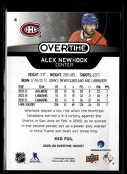 2025-26 Upper Deck Overtime Hockey Red Foil #4 Alex Newhook /99 (2)
