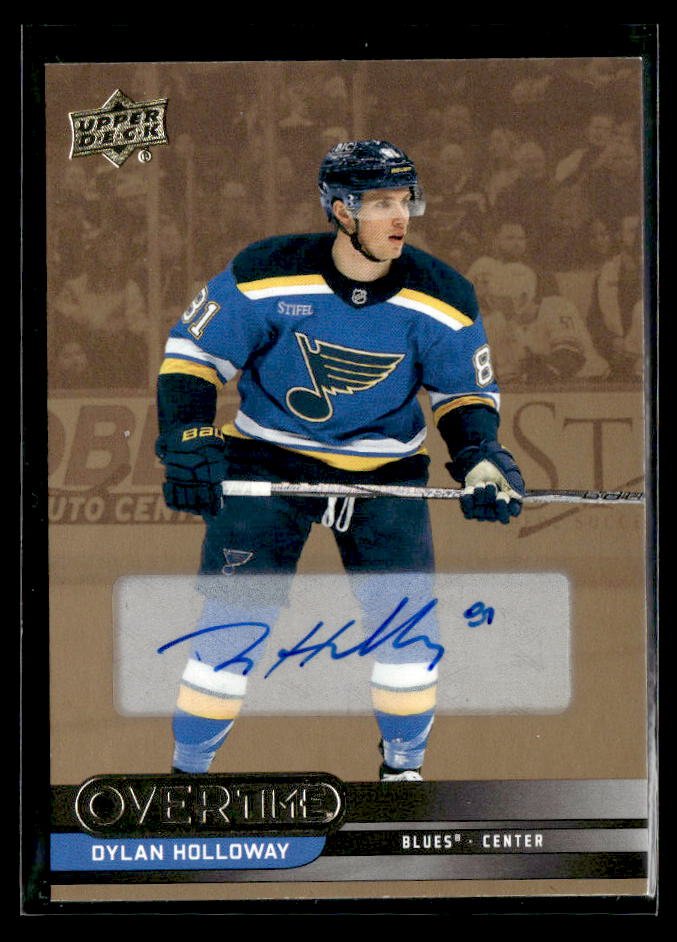 2025-26 Upper Deck Overtime Hockey Gold Foil Auto #10 Dylan Holloway