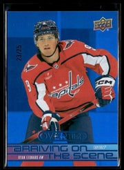 2025-26 UD Overtime Hockey Arriving on the Scene Blue Foil Ryan Leonard /25
