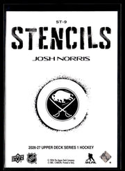 2026-27 Upper Deck Series 1 Hockey Stencils #ST-9 Josh Norris (2)