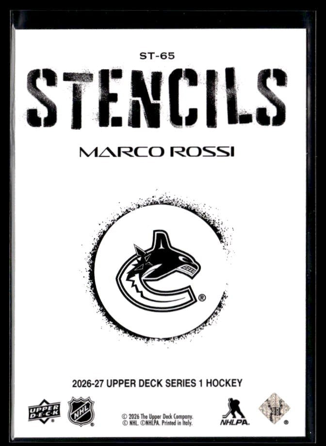 2026-27 Upper Deck Series 1 Hockey Stencils #ST-65 Marco Rossi (2)