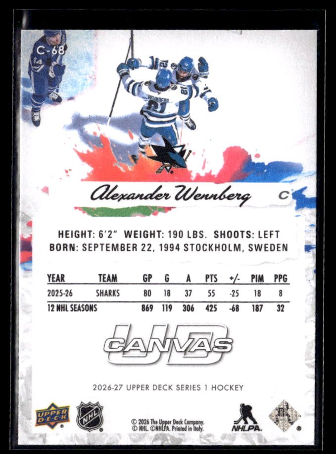 2026-27 Upper Deck Series 1 Hockey Canvas #C-68 Alexander Wennberg (2)