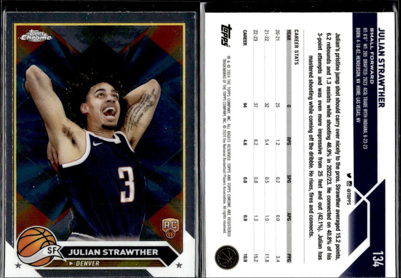 2023-24 Topps Chrome Basketball #134 Julian Strawther RC
