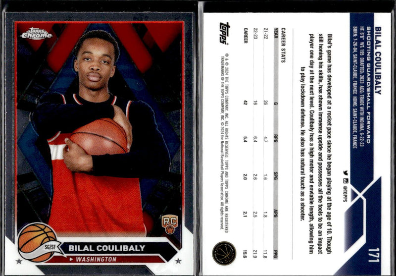 2023-24 Topps Chrome Basketball #171 Bilal Coulibaly RC