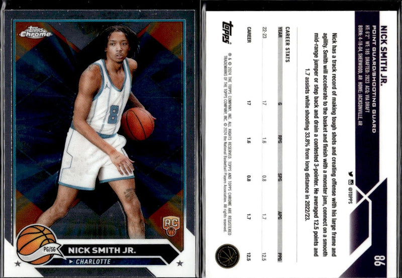 2023-24 Topps Chrome Basketball Refractor #86 Nick Smith Jr. RC