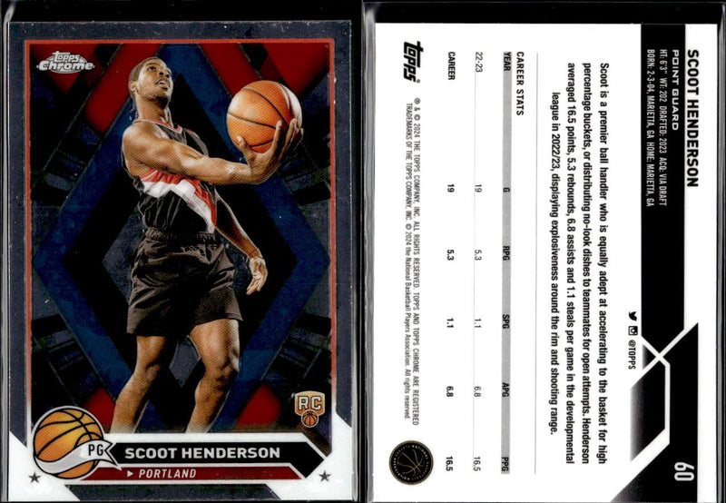 2023-24 Topps Chrome Basketball #60 Scoot Henderson RC