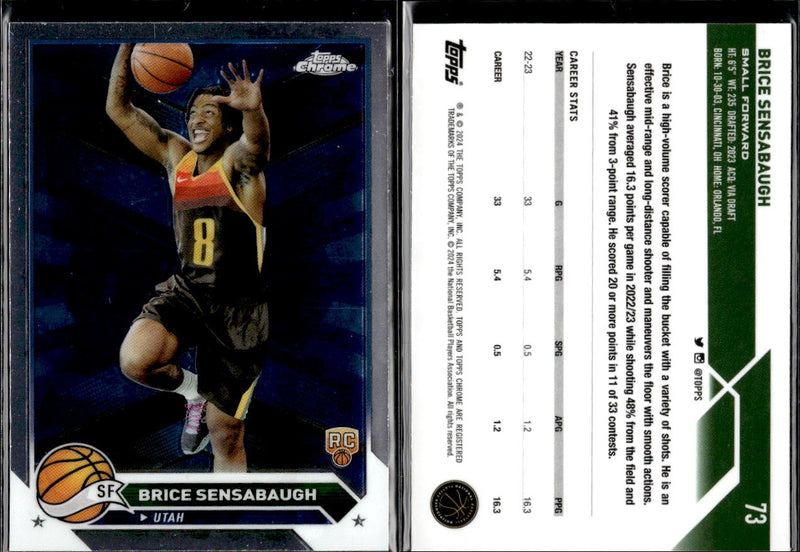 2023-24 Topps Chrome Basketball #73 Brice Sensabaugh RC