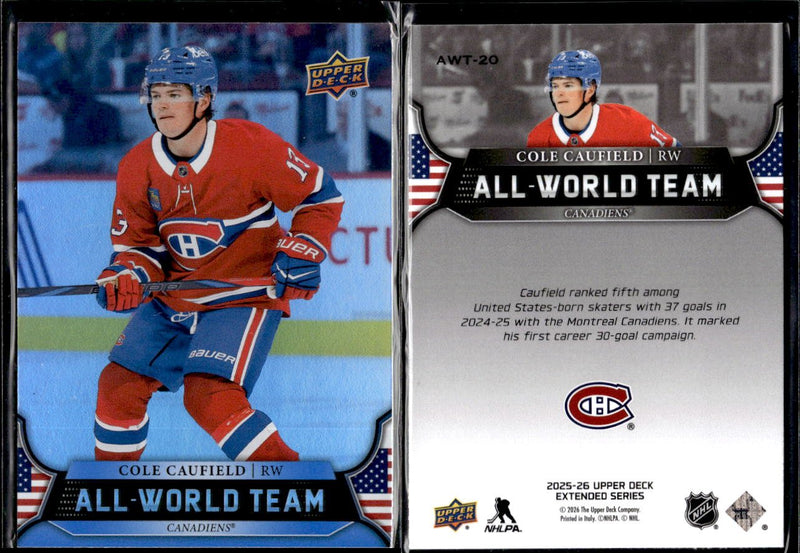 2025-26 Upper Deck Extended Series Hockey All-World Team #AWT-20 Cole Caufield