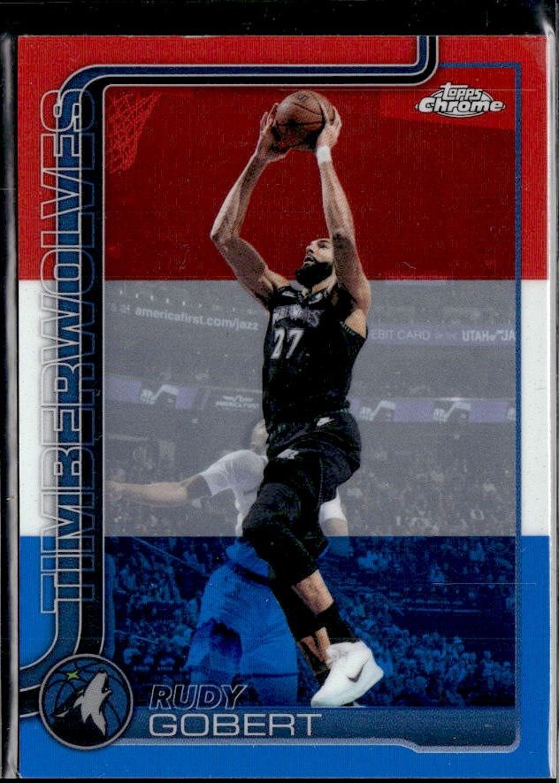 2024-25 Topps Chrome Basketball Red, White and Blue #55 Rudy Gobert