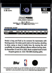 2025-26 Topps Chrome Basketball Refractor Rookie #182 Noah Penda RC (2)