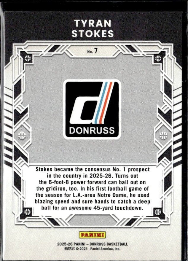 2025-26 Panini Donruss Basketball Elite Series #7 Tyran Stokes (2)