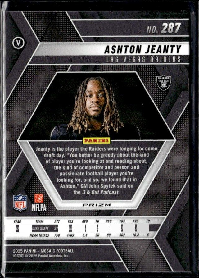 2025 Panini Mosaic Football Variation Rookie Prizm #287 Ashton Jeanty RC (2)