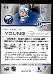 2025-26 Upper Deck Series 2 Hockey Young Guns #472 Colten Ellis RC (2)