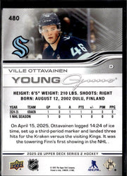 2025-26 Upper Deck Series 2 Hockey Young Guns #480 Ville Ottavainen RC (2)
