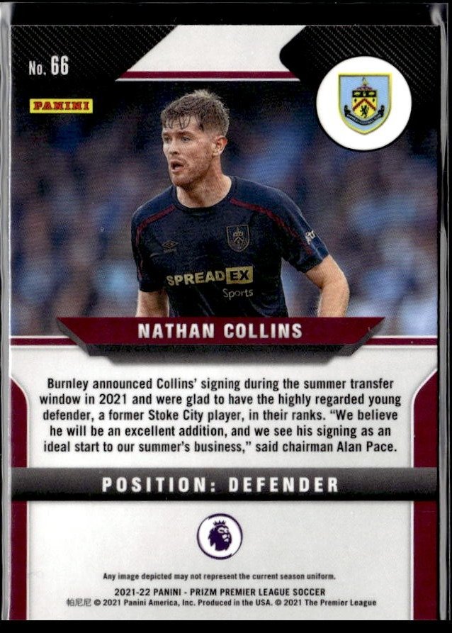 2021-22 Panini Prizm Premier League Soccer Silver Prizm #66 Nathan Collins RC (2)