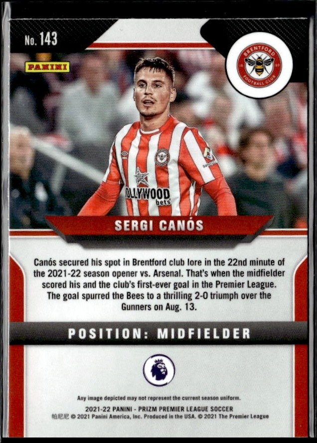 2021-22 Panini Prizm Premier League Soccer Base Rookie #143 Sergi Canós RC (2)