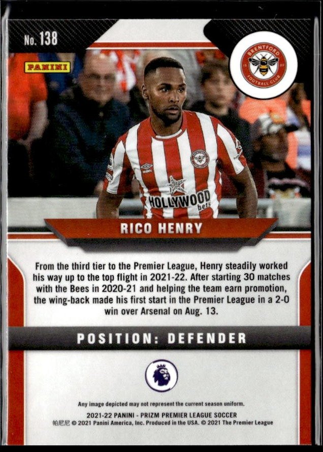 2021-22 Panini Prizm Premier League Soccer Base Rookie #138 Rico Henry RC (2)