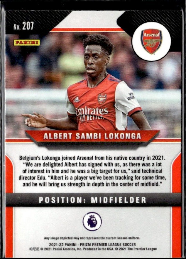 2021-22 Panini Prizm Premier League Soccer Rookie #207 Albert Sambi Lokonga RC (2)