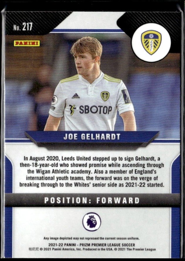 2021-22 Panini Prizm Premier League Soccer Silver Prizm #217 Joe Gelhardt RC (2)