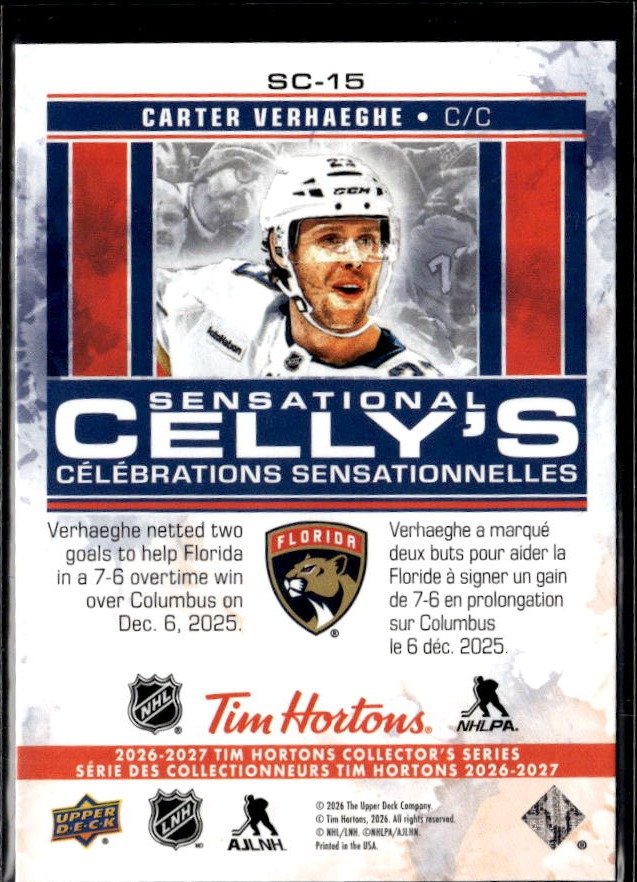 2026-27 UD Tim Hortons Collector's Series Sensational Celly's Carter Verhaeghe (2)