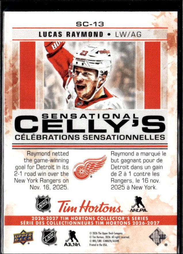 2026-27 UD Tim Hortons Collector's Series Sensational Celly's Lucas Raymond (2)