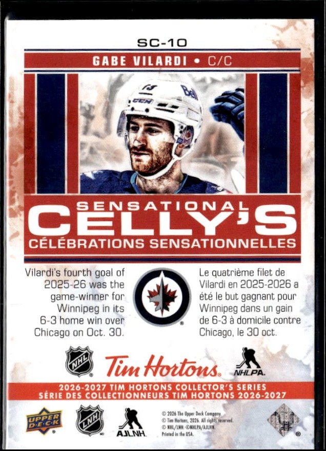 2026-27 UD Tim Hortons Collector's Series Sensational Celly's Gabe Vilardi (2)