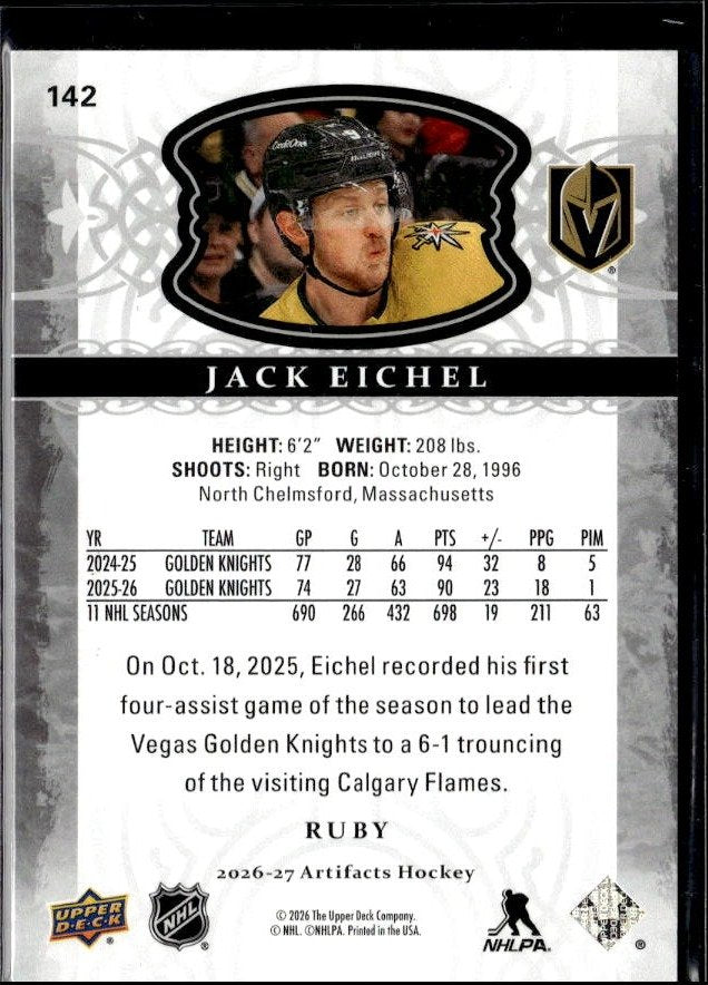 2026-27 Upper Deck Artifacts Hockey Stars Ruby #142 Jack Eichel (2)