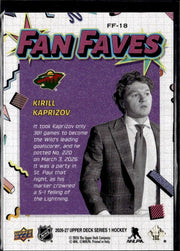2026-27 Upper Deck Series 1 Hockey Fan Faves #FF-18 Kirill Kaprizov (2)