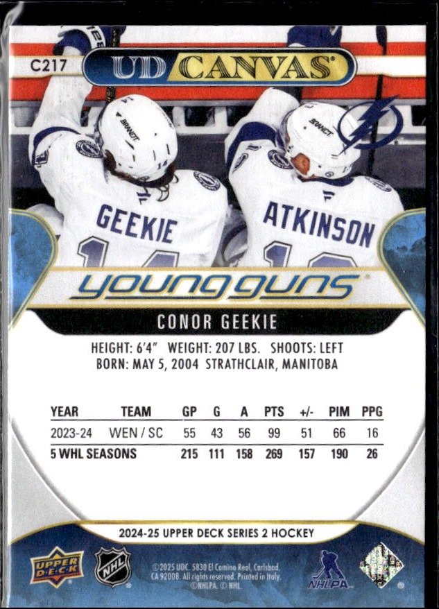 2024-25 Upper Deck Series 2 Hockey Young Canvas Conor Geekie (2)