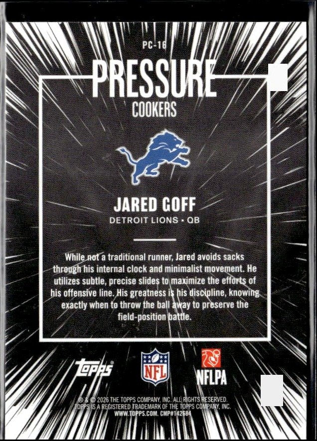 2025 Topps Chrome Football Pressure Cookers Refractor #PC-16 Jared Goff (2)