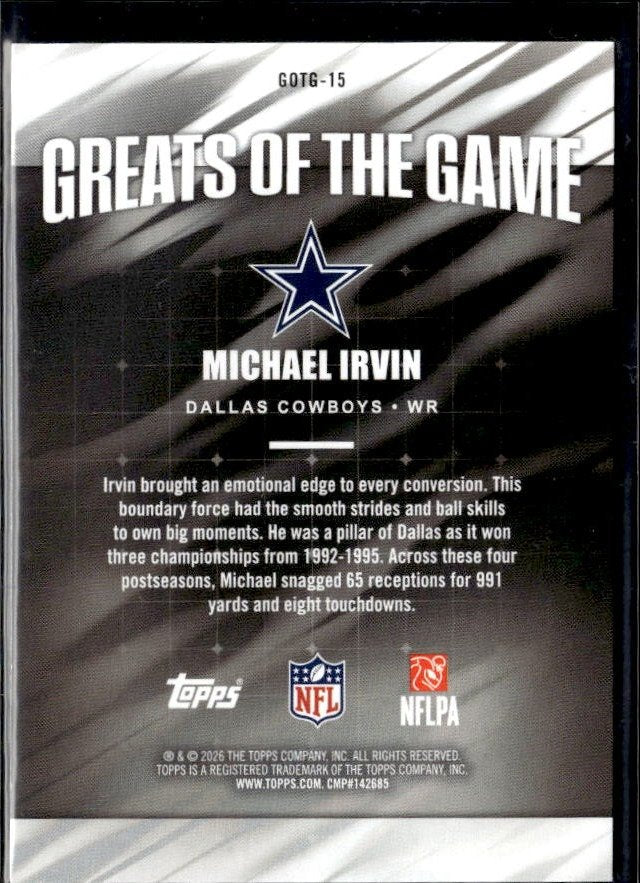2025 Topps Chrome Football Greats of the Game Refractor #GOTG-15 Michael Irvin (2)