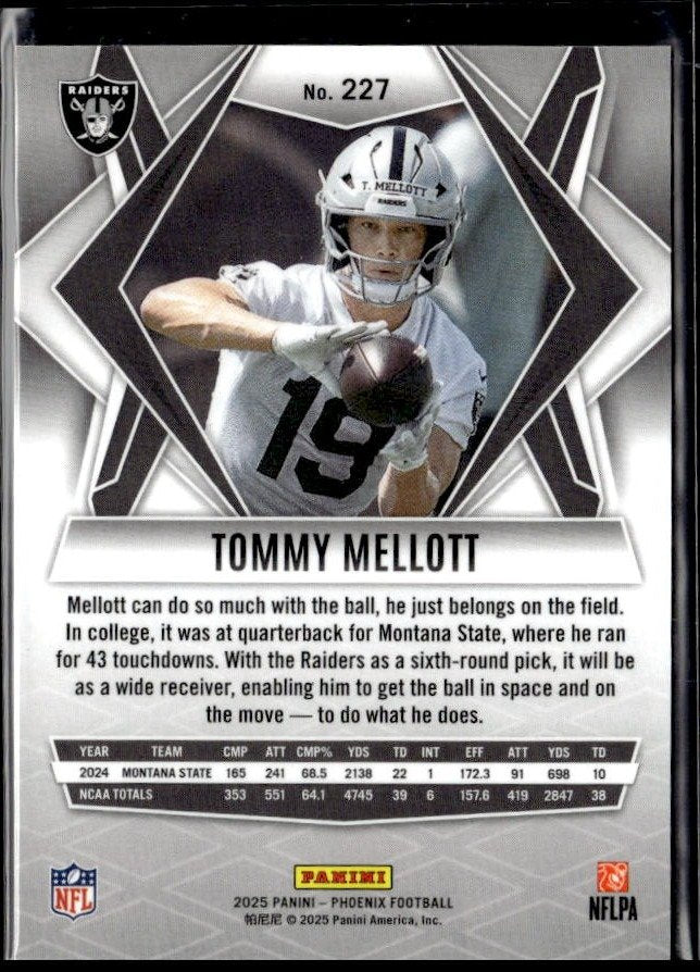 2025 Panini Phoenix Football Rookie Base #227 Tommy Mellott RC (2)