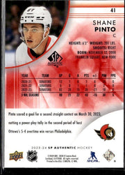 2023-24 Upper Deck SP Authentic Hockey Limited Red #41 Shane Pinto (2)
