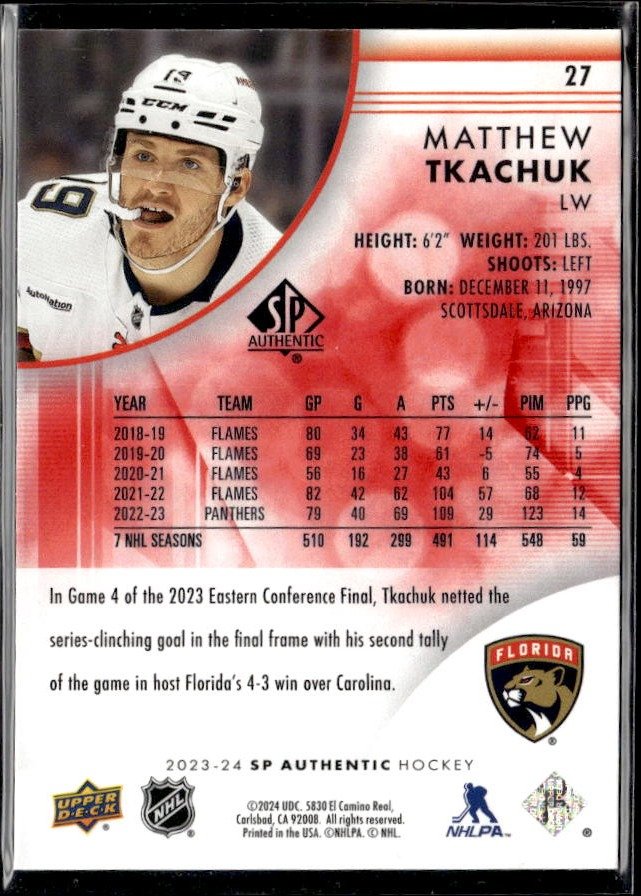 2023-24 Upper Deck SP Authentic Hockey Limited Red #27 Matthew Tkachuk (2)