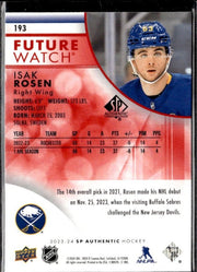 2023-24 Upper Deck SP Authentic Hockey Future Watch Red #193 Isak Rosen Rookie (2)