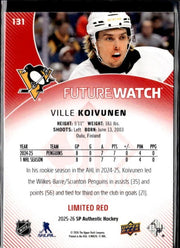 2025-26 SP Authentic SP Authentic Future Watch Limited Red Rookie Ville Koivunen (2)