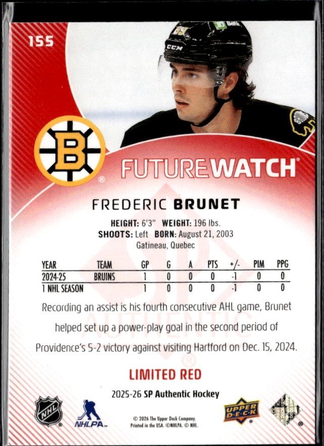 2025-26 SP Authentic SP Authentic Future Watch Limited Frederic Brunet (2)