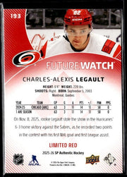 2025-26 SP Authentic Future Watch Limited Red Rookie #193 Charles-Alexis Legault (2)