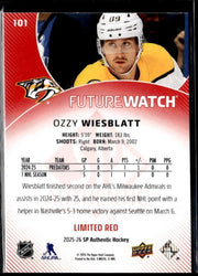 2025-26 SP Authentic SP Authentic Future Watch Limited Red Rookie Ozzy Wiesblatt (2)