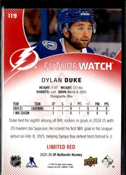 2025-26 SP Authentic SP Authentic Future Watch Limited Limited Red Dylan Duke (2)