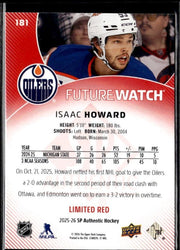 2025-26 SP Authentic SP Authentic Future Watch Limited Red Rookie Isaac Howard (2)