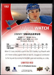2025-26 SP Authentic SP Authentic Future Watch Limited Red Jimmy Snuggerud (2)