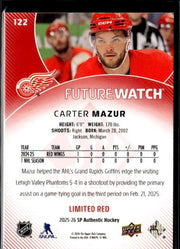 2025-26 SP Authentic SP Authentic Future Watch Limited Limited Red Carter Mazur (2)