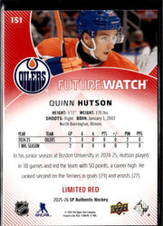 2025-26 SP Authentic SP Authentic Future Watch Limited Limited Red Quinn Hutson (2)