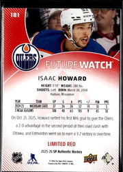 2025-26 SP Authentic Future Watch Limited Red Rookie #181 Isaac Howard (2)
